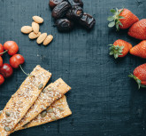 Useful snacks: strawberries, cherries, dates, almonds, breads
